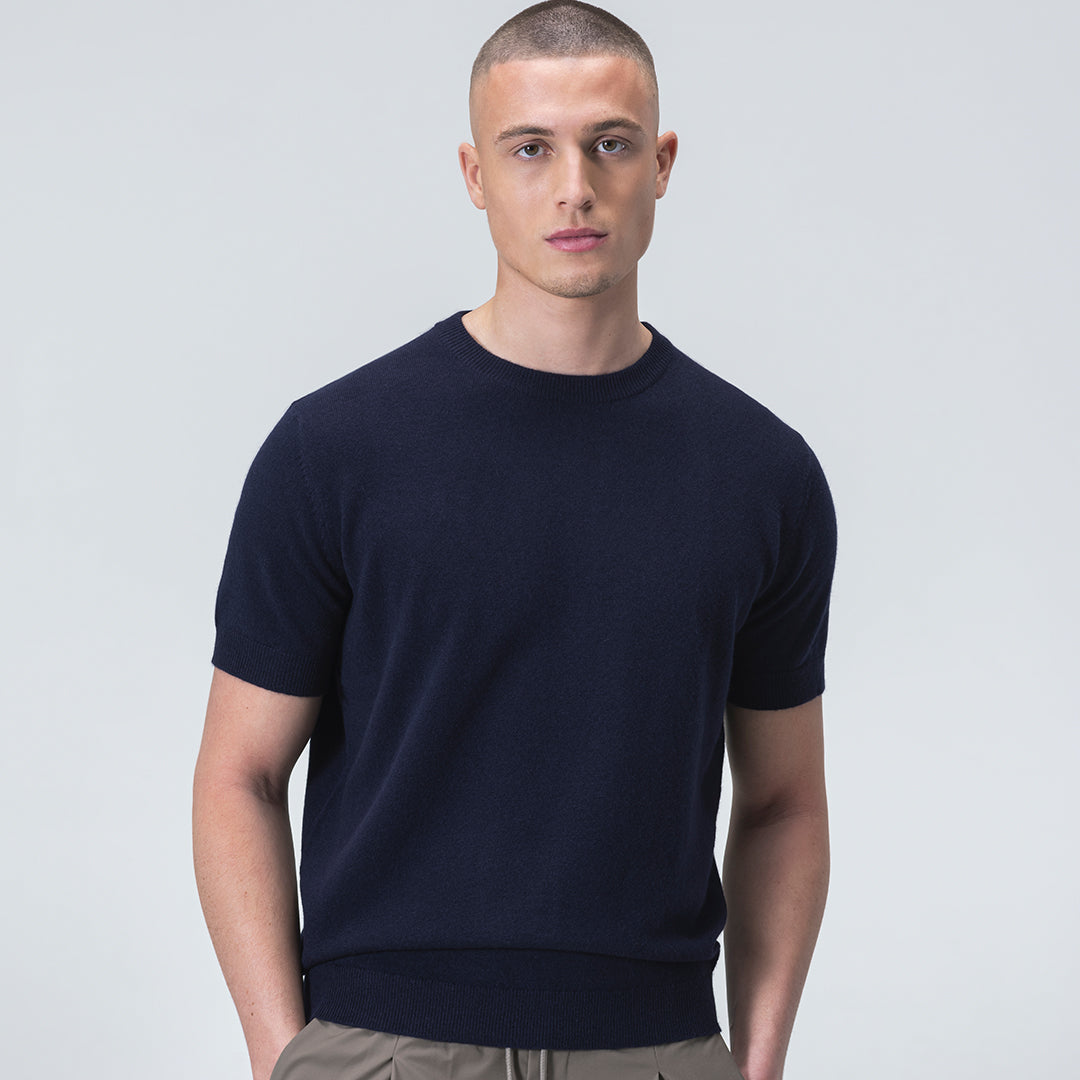 Wollen T-shirt - Marineblauw