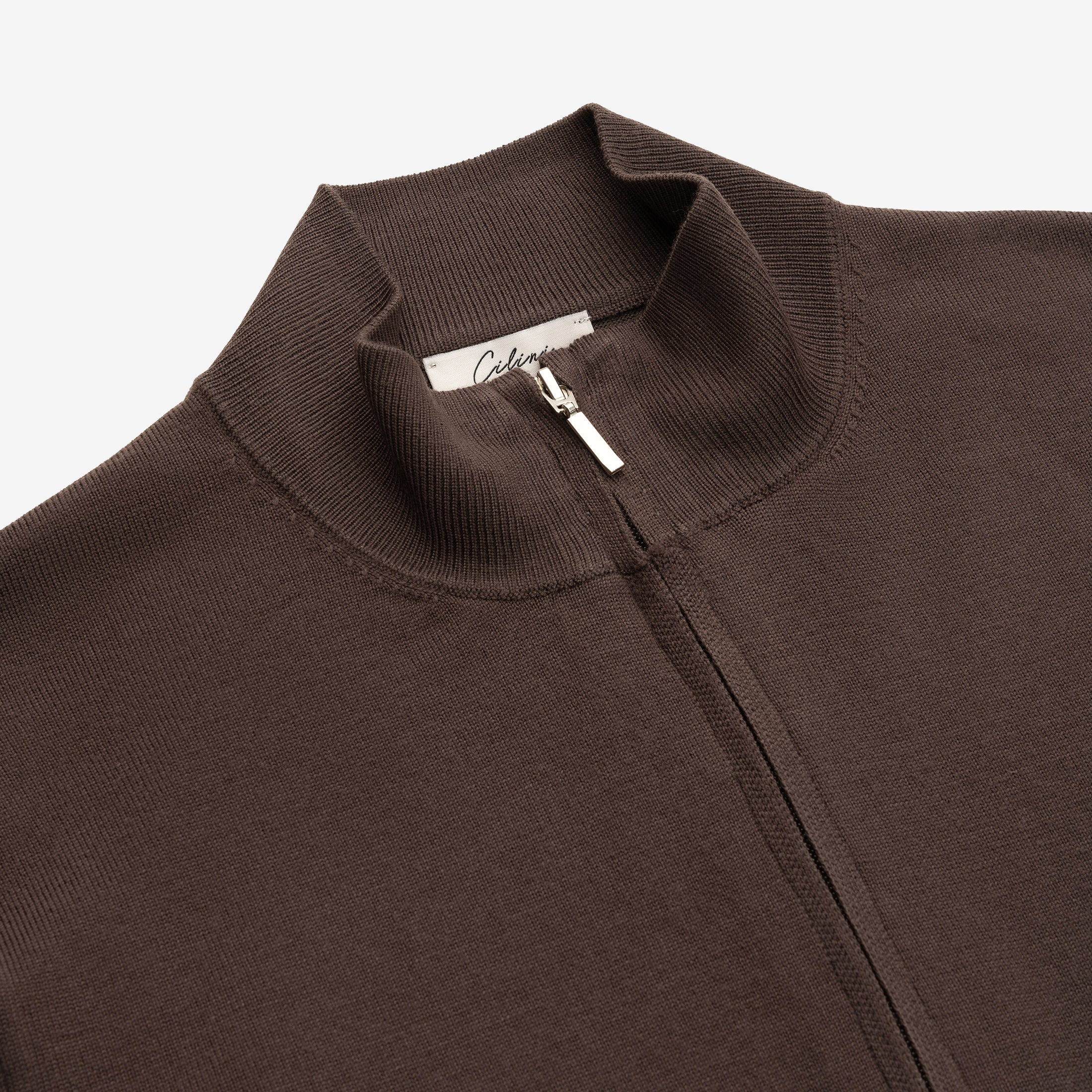 Wollen vest met rits - Koffie