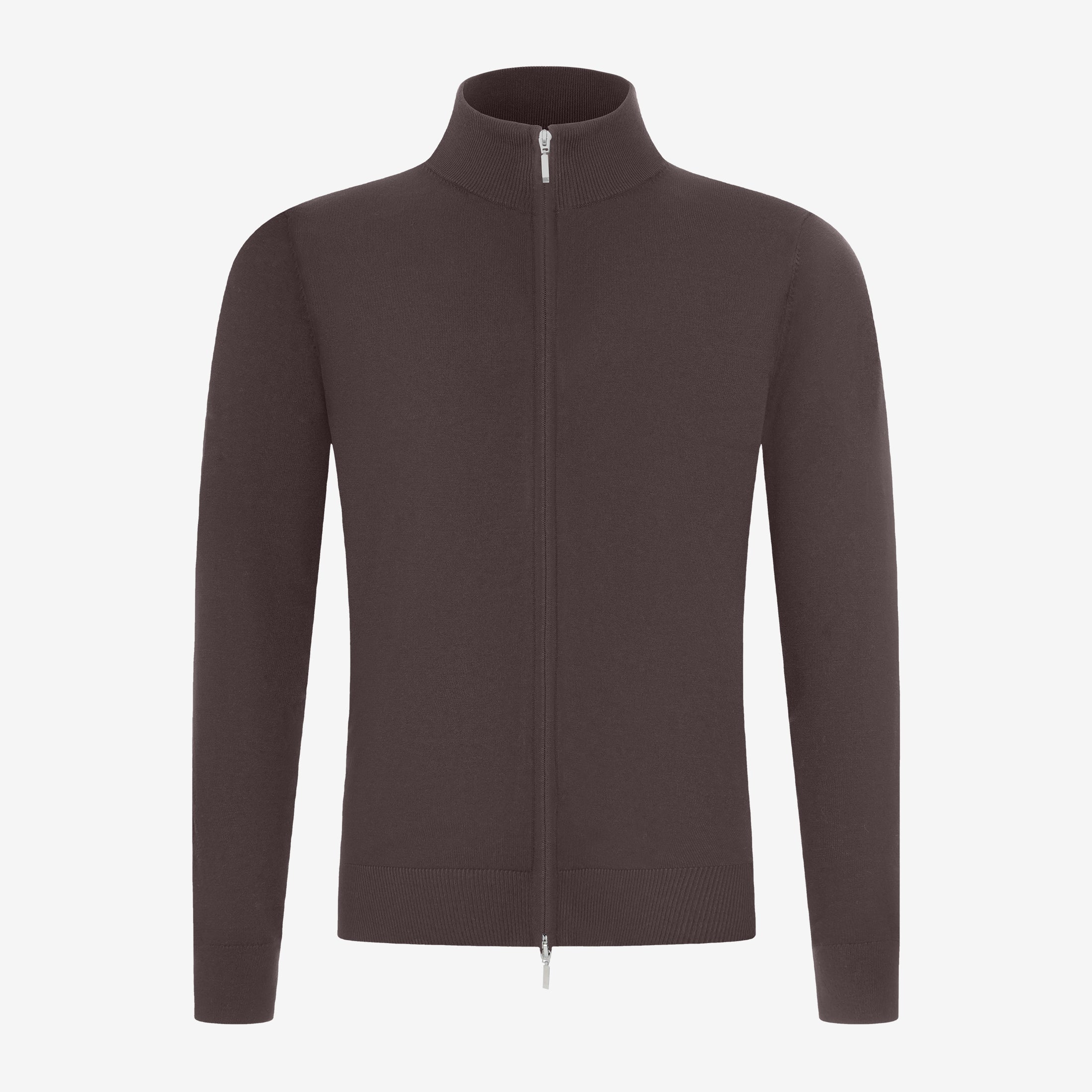 Wollen vest met rits - Koffie