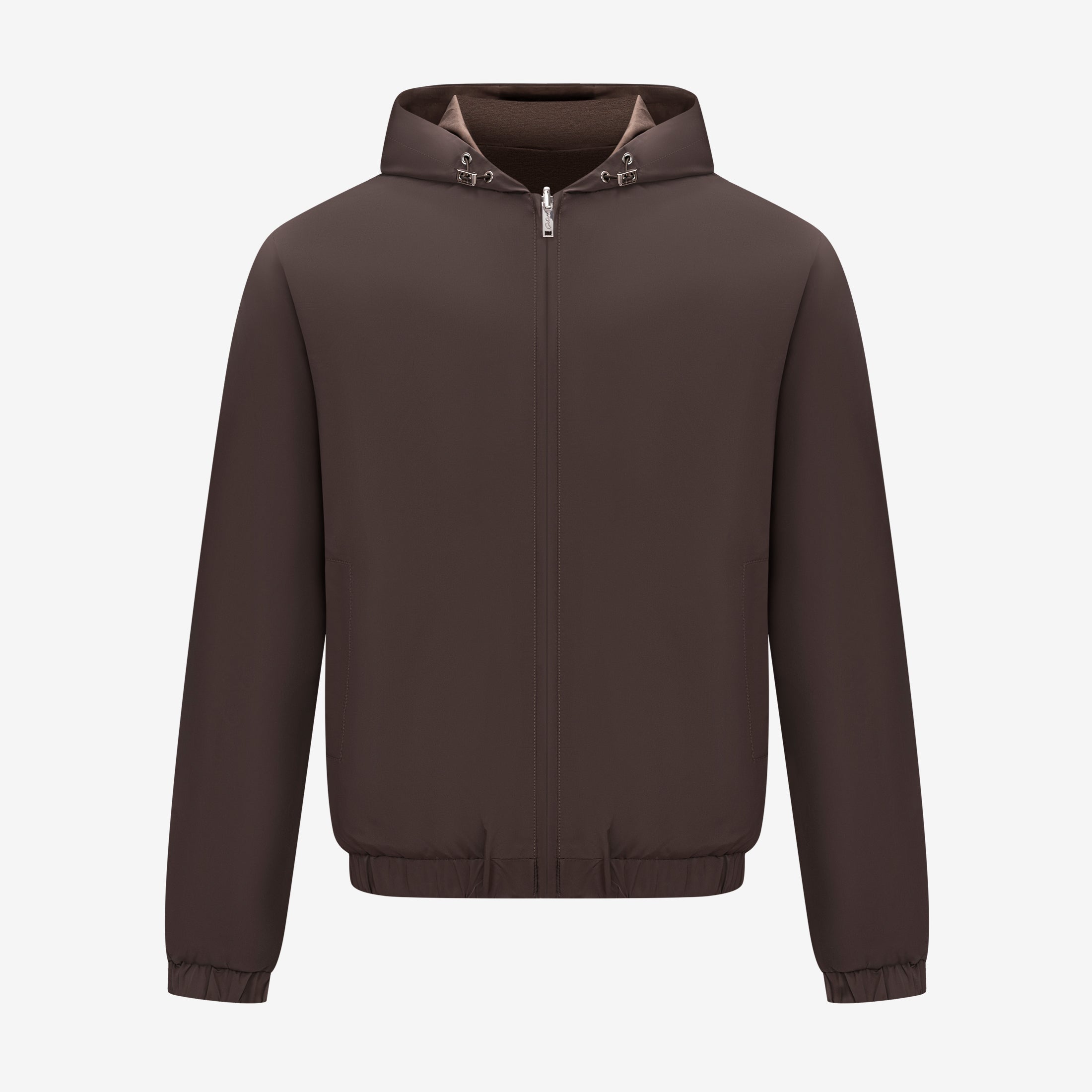 Reversible Jacket With Hood - Brown