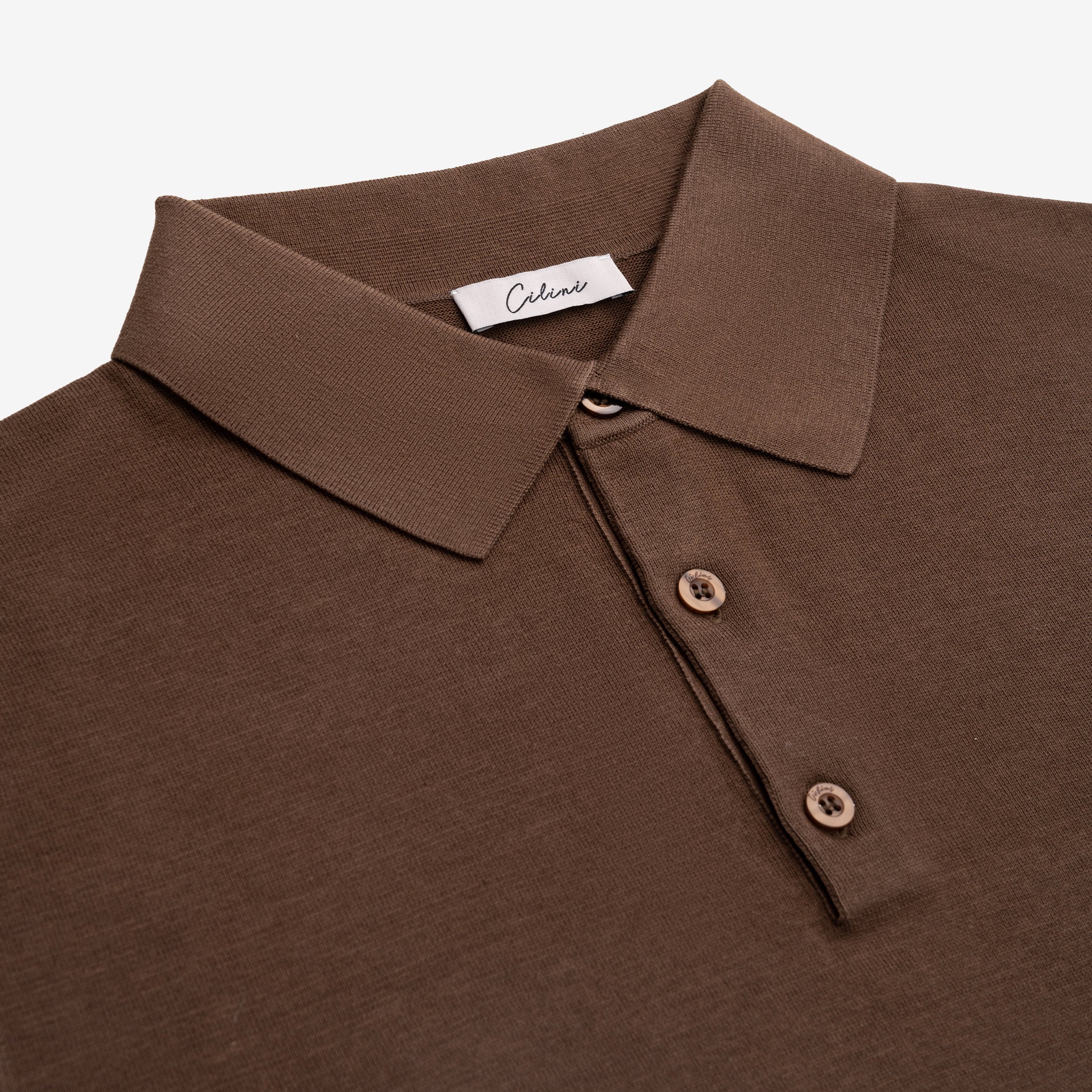 Knitted Polo Shirt - Brown