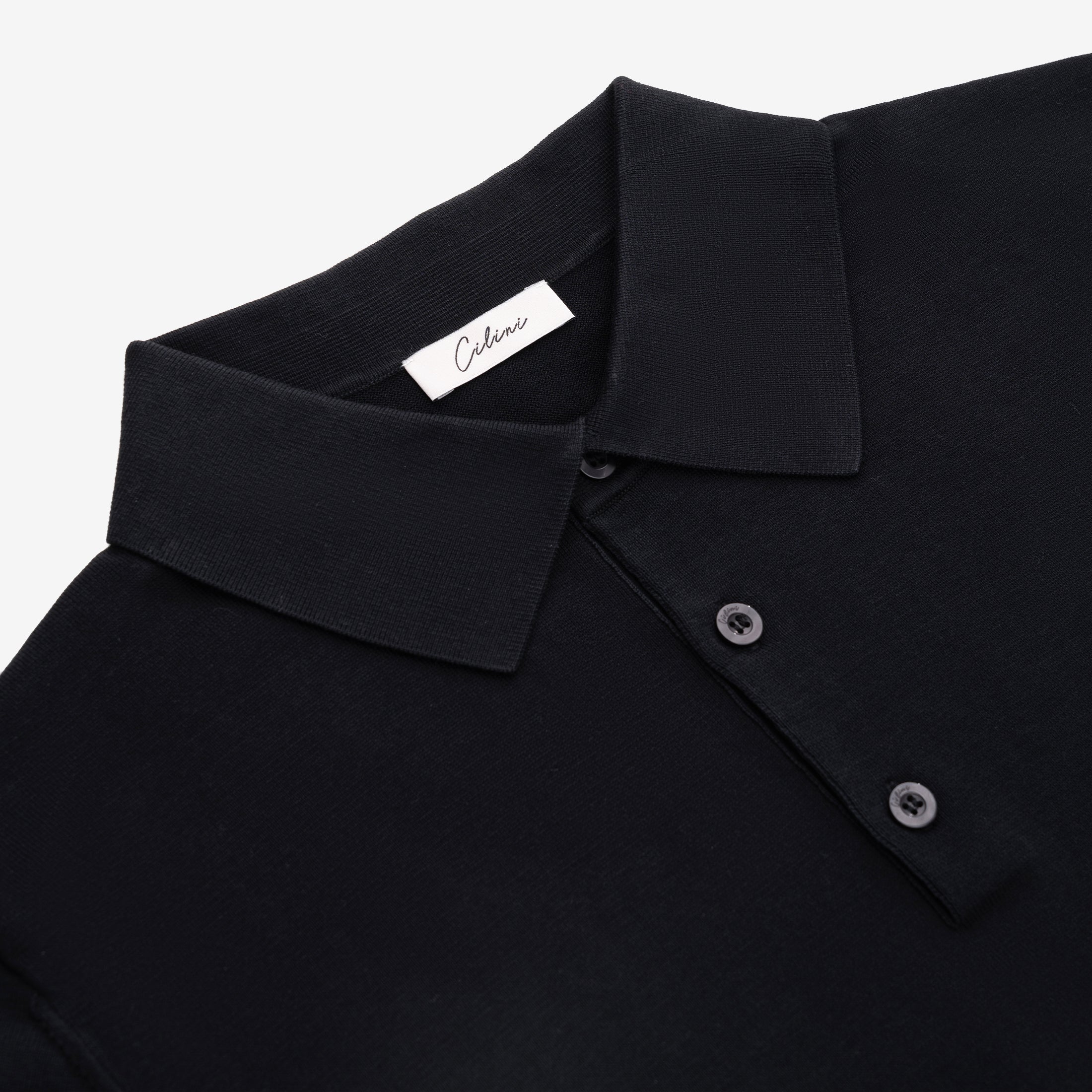 Knitted Polo Shirt - Black